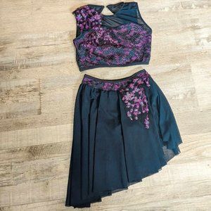 Elegant Kids Dance Costume with Purple Floral Accents
